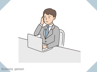 スマホで電話をしているビジネスマンのイラスト