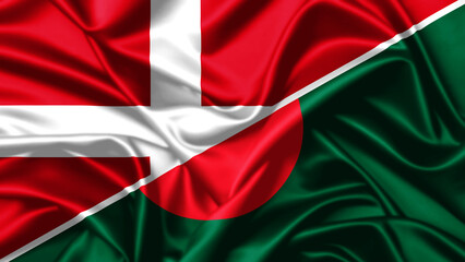 United waving flag of Denmark and Bangladesh