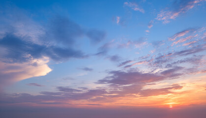 Beautiful dramatic scenic sunset sky background