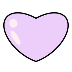 2D Cartoon Sweet Purple Heart On Transparent Background. PNG Image, Digital Art, Procreate Pocket