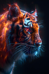 Naklejka premium A tiger with red eyes and orange fur