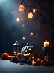Halloween Pumpkin Ghost Night Fantasy Illustration