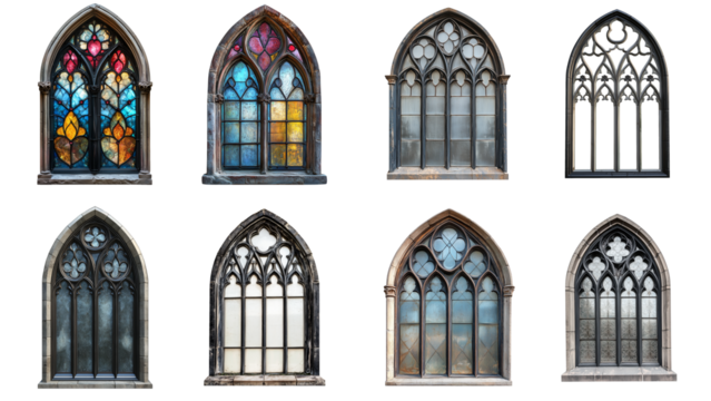 Glass windown Gotic style 8 type on transparent background.	
 - Powered by Adobe
