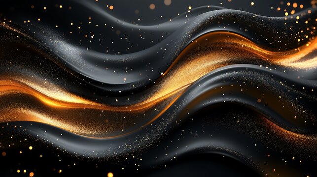 A stylish black-and-gold themed background with swirling patterns and a bold Black Friday banner in the center 