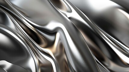 Abstract image of shiny, wavy metallic surface with reflections