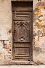 Cuba, Havana, old carved, wood door. 2016-03-25