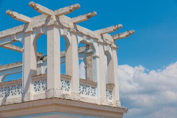 Cuba, Cienfuegos. Casa Cultura near Plaza Jose Marti. Tower construction. 2016-03-28