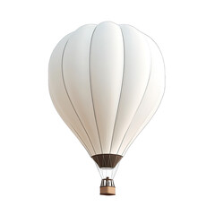 3d Render of White Hot Air Balloon on , Digital Art. Isolated on a Transparent Background. Cutout PNG.