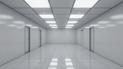 Empty white hallway with doors
