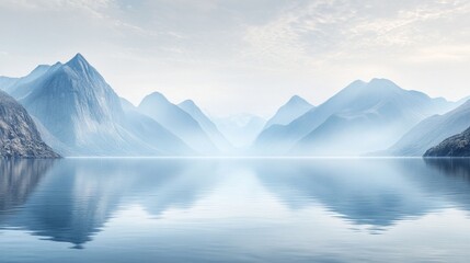 Mountain peaks meeting a vast ocean, land and sea forming a powerful contrast, showing nature's extremes in a serene composition