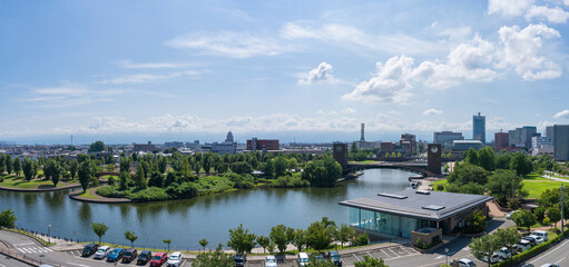 Fototapeta premium 富山県富山市のパノラマ風景