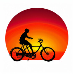 Fototapeta premium Silhouette of a Cyclist Against a Vibrant Orange Sunset