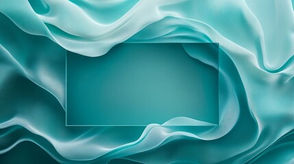 Abstract blue fabric background with a  frame.