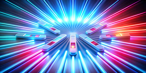 Fototapeta premium 3D Glowing Abstract Art of Blood Glucose Test Strips with Neon Elements for World Diabetes Day | Sleek Medical Concept Background