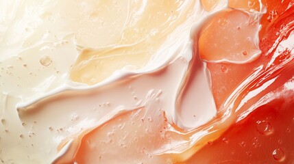 Fototapeta premium Abstract Swirls of White Peach and Red Gel Texture