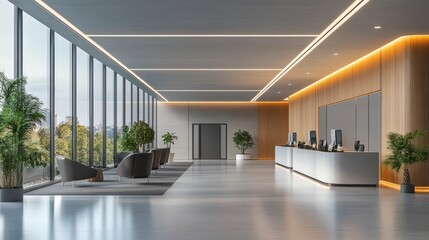 Fototapeta premium Modern Office Space with Natural Light and Contemporary Design