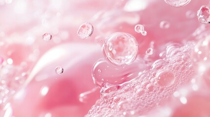 Pink Water Bubbles Abstract Background