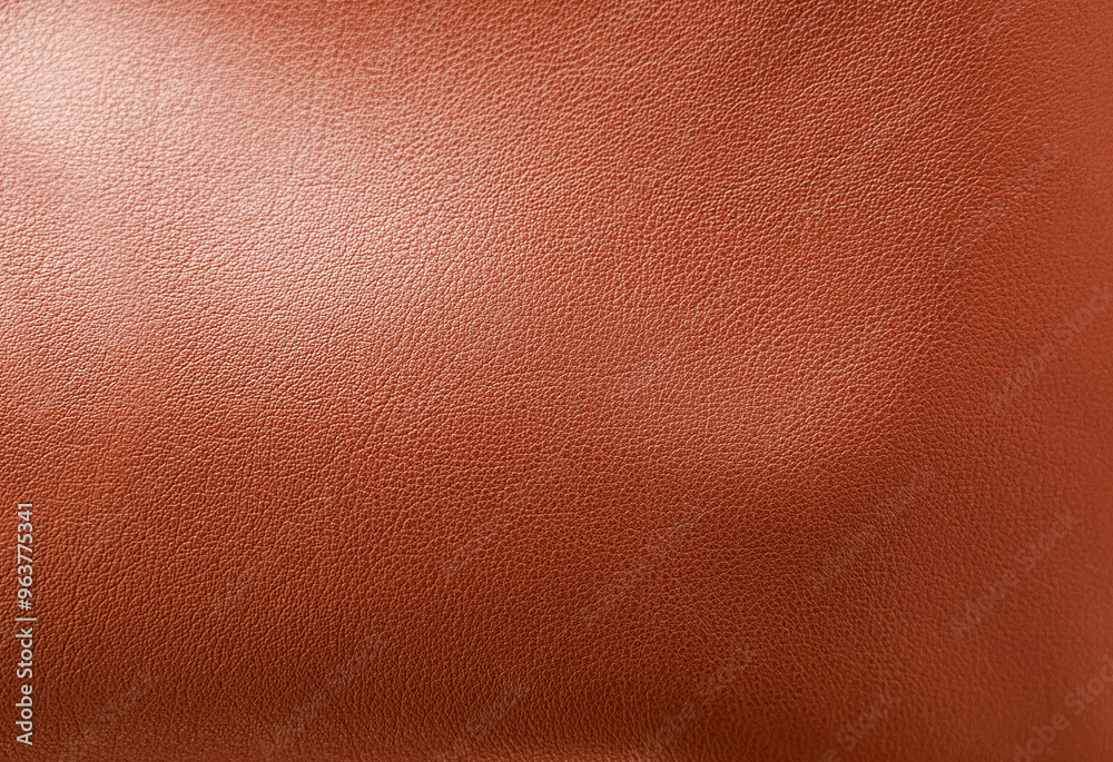 Sticker Brown leather, closeup view of material texture