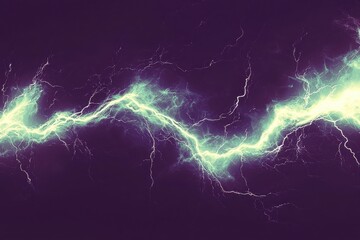 Powerful lightning storm with striking electric bolts of energy illuminating the night sky