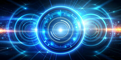 Obraz premium Abstract Glowing Blue Circle for Diabetes Awareness - Digital Design with Neon Swirls Highlighting Health Awareness Concept