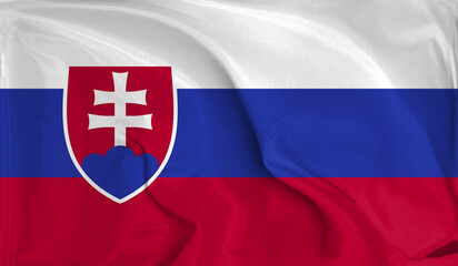 Fototapeta premium An up close view of Slovakia flag flying textures