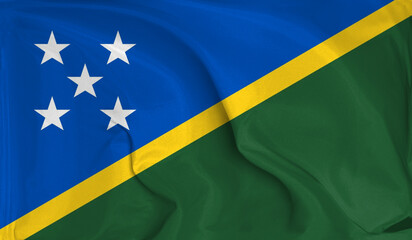 An up close view of Solomon Islands flag flying textures