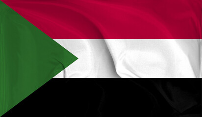 An up close view of Sudan flag flying textures