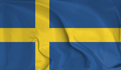 An up close view of Sweden flag flying textures