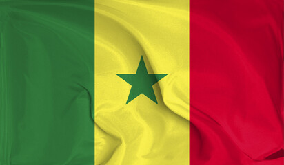 An up close view of Senegal flag flying textures