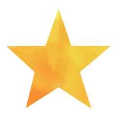 Watercolor illustration of gold star. Cute and simple star icon. Award symbol. Christmas decoration. 