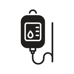 Medical Related Icon: Blood Bag. Black Fill