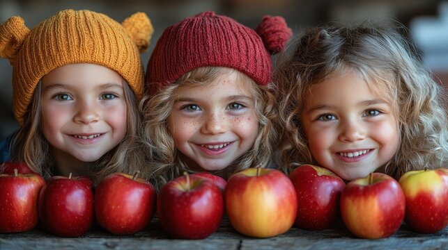 Group of kids in costumes bobbing for apples at a family Halloween party, copy space for stock photo with minimal concept, No logo, No Trademark, No text