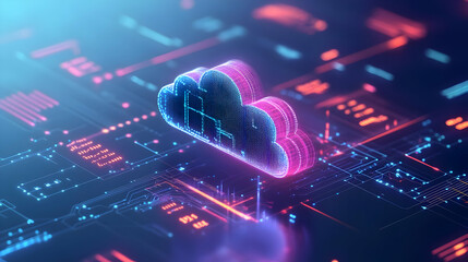 3D AI Cloud Computing Icon Linked to Financial Graph: Vector Illustrating Benefits of AI-Driven Cloud Technology for Cost Management on White Background