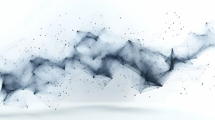 3D AI Powered Cloud Computing Vector Concept - Abstract Cloud Elements with Digital Connections and Data Flow Lines on White Background
