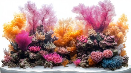 Obraz premium Coral reef ecosystem on white background