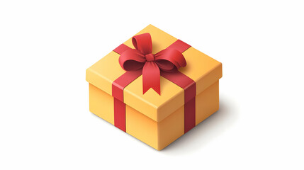 Obraz premium 3D Gift Box with Ribbon Vector - Festive Icon for Black Friday Shopping, Isolated on White Background, Perfect for Holiday Designs