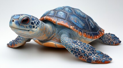 Fototapeta premium Detailed painted turtle patterns on clean white