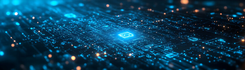 AI Automation and Cost Efficiency Frame Design: Sleek Border Featuring Automation Icons and Cost Reduction Symbols with Central Copy Space for Business Impact