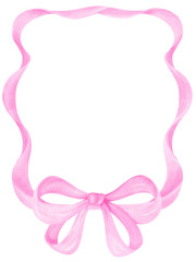 Coquette Frame Pink ribbon bow watercolor vertical