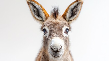 Fototapeta premium Donkey head with big ears on white background