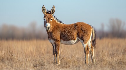 Naklejka premium Donkey standing on a white background