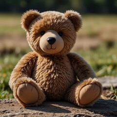 Fototapeta premium Brown Teddy Bear on a Soft Background