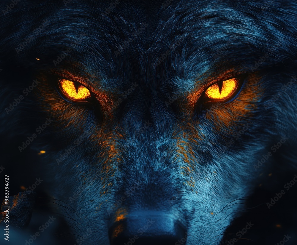 Canvas Prints Wolf with Glowing Eyes