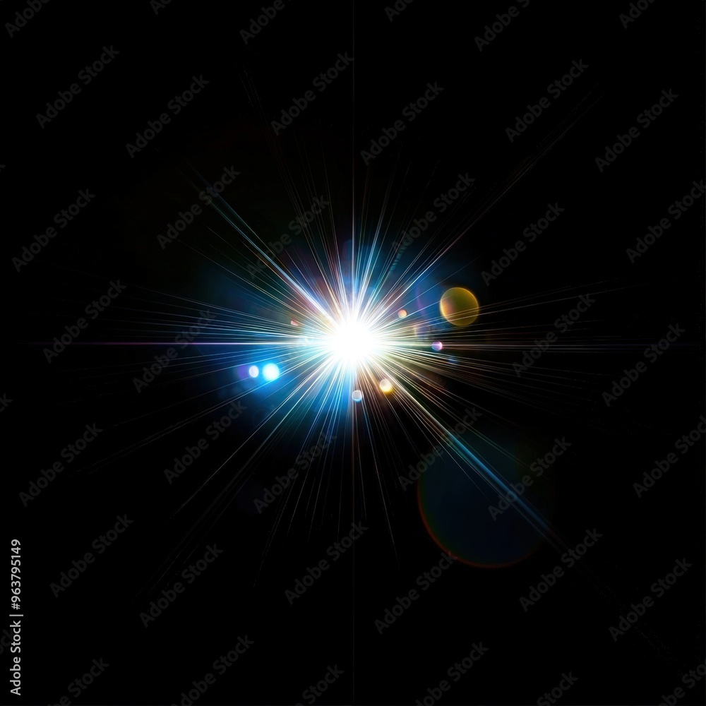 Poster Bright lens flare on black