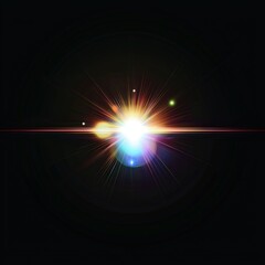 Bright lens flare in black background