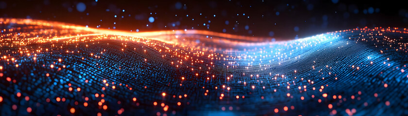 Fototapeta premium AI Powered Data Stream Frame: Dynamic Data Streams with Clean Borders and Ample Copy Space for Enhanced Data Processing Visualization