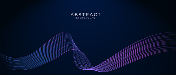 Abstract glowing wave lines background. Modern purple blue gradient flowing wave lines. Futuristic technology concept. Suit for poster, banner, brochure, cover, website, flyer. Vector illustration