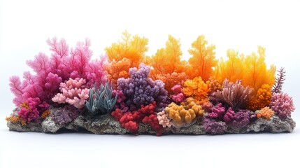 Hawaiian coral reef on a white background