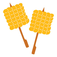 Grilled Corn cobs skewers illustration