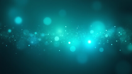 Blue green abstract light particles Mystical glow background Abstract cosmic dust effect